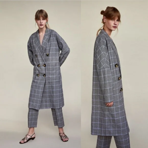 Plaid cheap coats zara